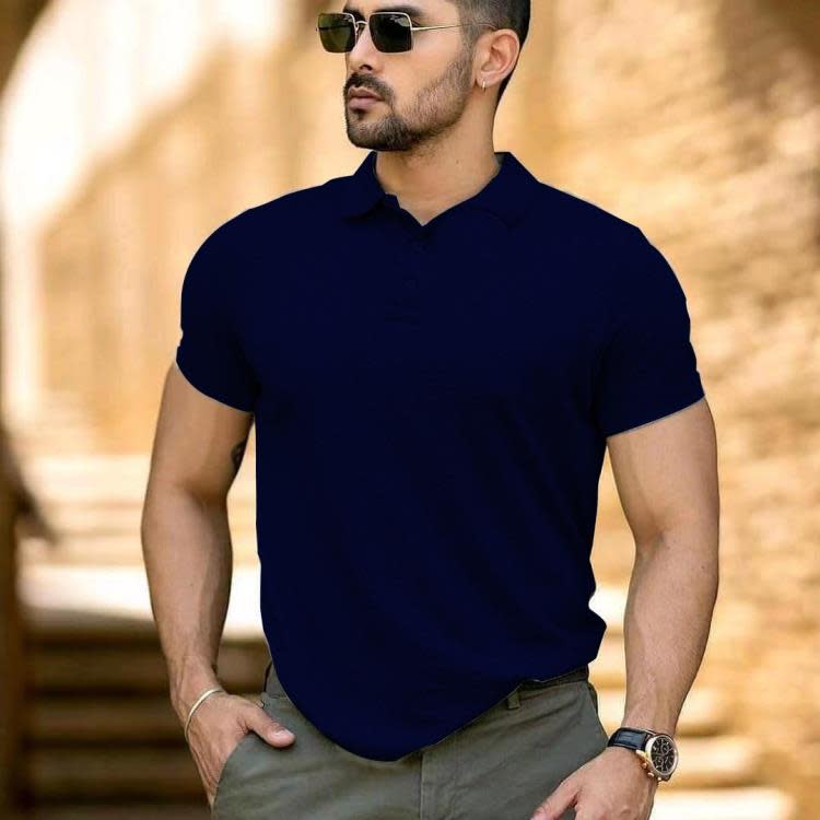 短袖T恤 polo衫男士休閒t恤2023夏季新款純色高端翻領polo衫-細節圖6