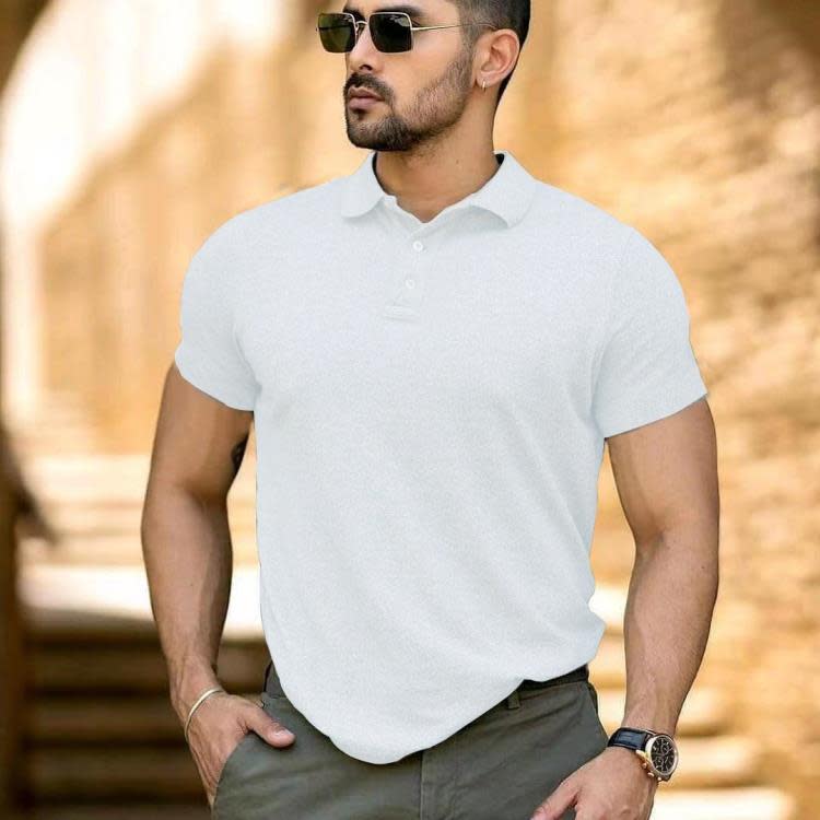 短袖T恤 polo衫男士休閒t恤2023夏季新款純色高端翻領polo衫-細節圖7