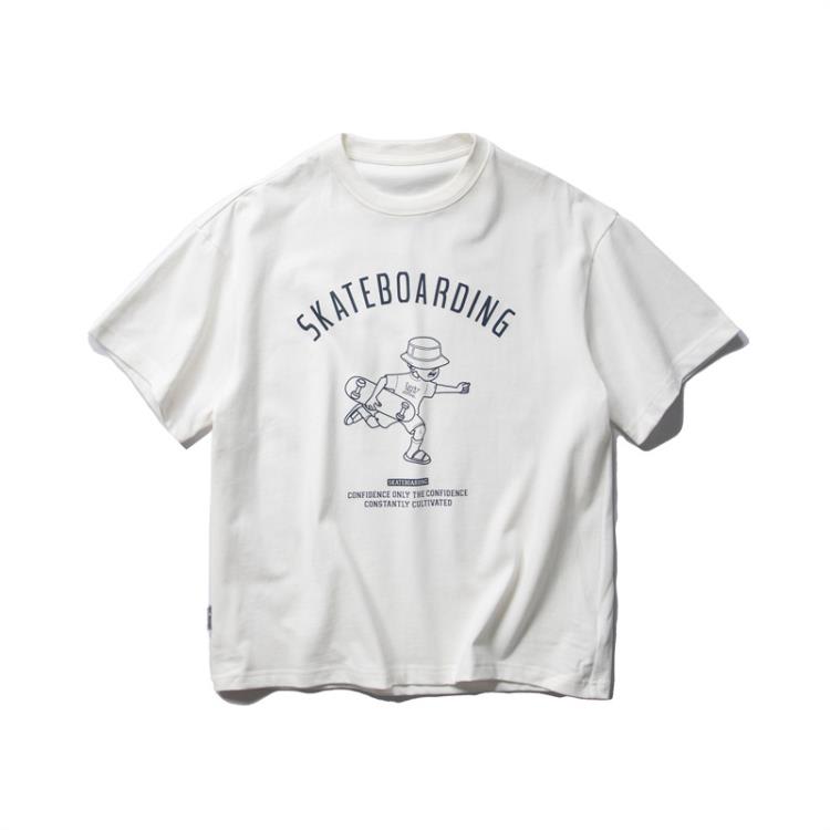 北界男裝 美式潮牌2023夏季新款300克重磅短袖T恤男趣味印花體恤-細節圖4