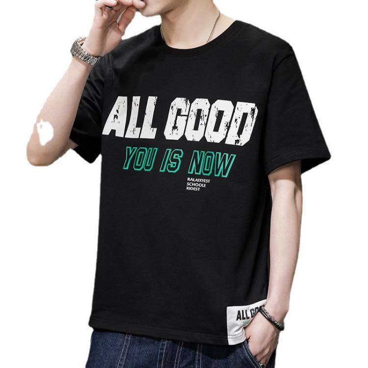 短袖T恤 夏季純棉五分袖t恤男士2023新款體恤吸汗透氣潮大碼半袖男-細節圖5