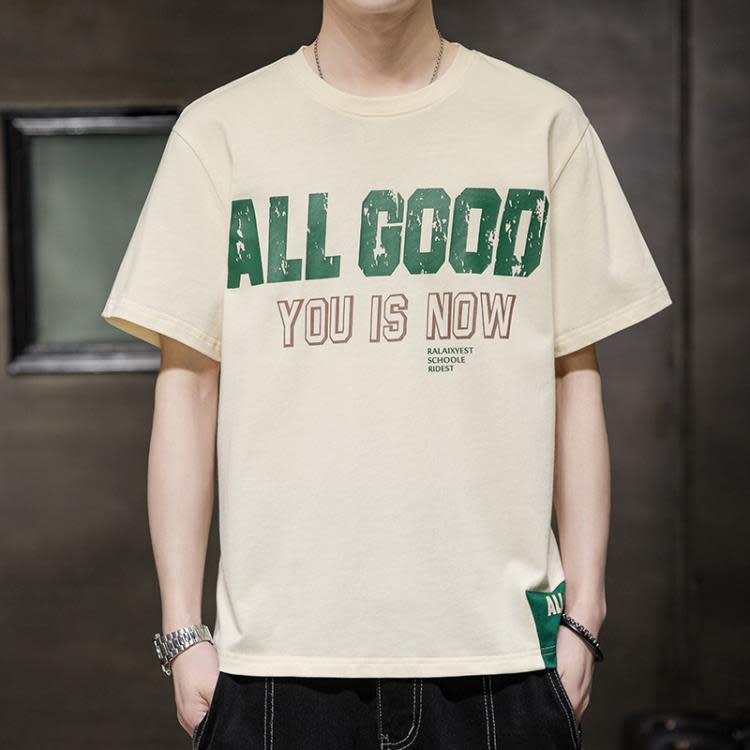 短袖T恤 夏季純棉五分袖t恤男士2023新款體恤吸汗透氣潮大碼半袖男-細節圖6