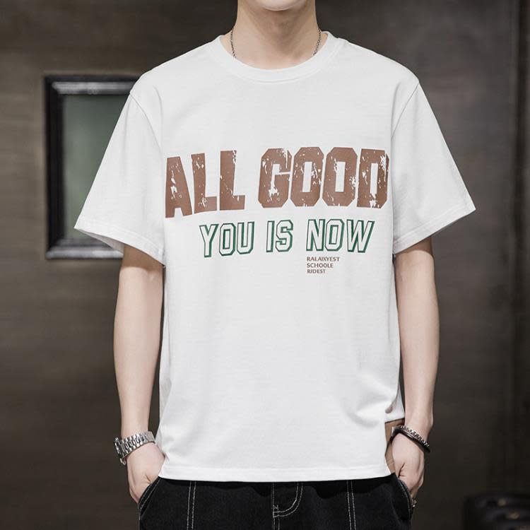 短袖T恤 夏季純棉五分袖t恤男士2023新款體恤吸汗透氣潮大碼半袖男-細節圖8