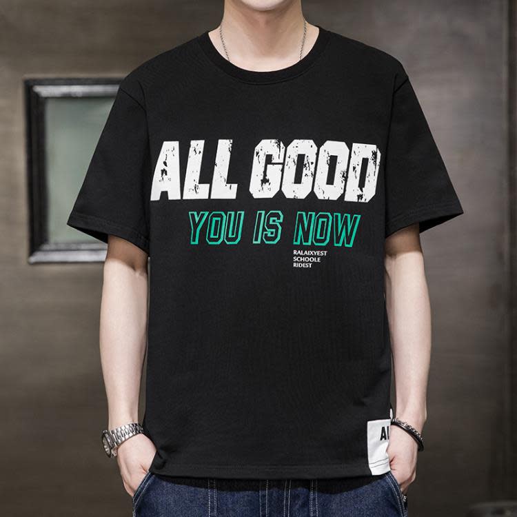 短袖T恤 夏季純棉五分袖t恤男士2023新款體恤吸汗透氣潮大碼半袖男-細節圖9