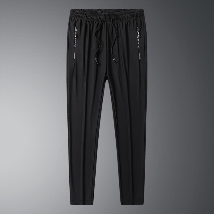 休閒褲 新款正韓速干輕薄百搭寬松冰絲男褲衛褲束腳褲直筒褲透氣褲子-細節圖2