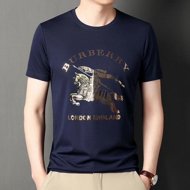 鴻玥男士t恤短袖燙鉆圓領時尚夏季新款運動上衣短袖男裝休閒打底-細節圖3