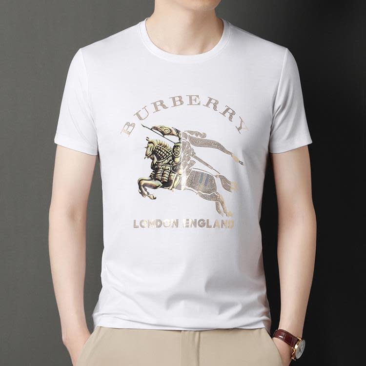 鴻玥男士t恤短袖燙鉆圓領時尚夏季新款運動上衣短袖男裝休閒打底-細節圖4