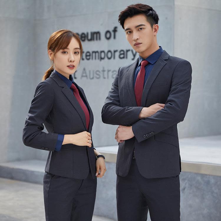 高檔職業裝男女同款西裝套裝售樓部氣質西服工裝銀行4S工作服正裝-細節圖3