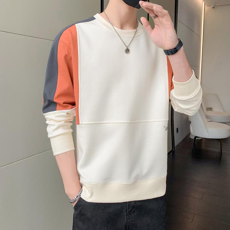 衛衣 潮牌圓領男士新款春季學生上衣打底衫男裝寬松運動休閒男-細節圖3