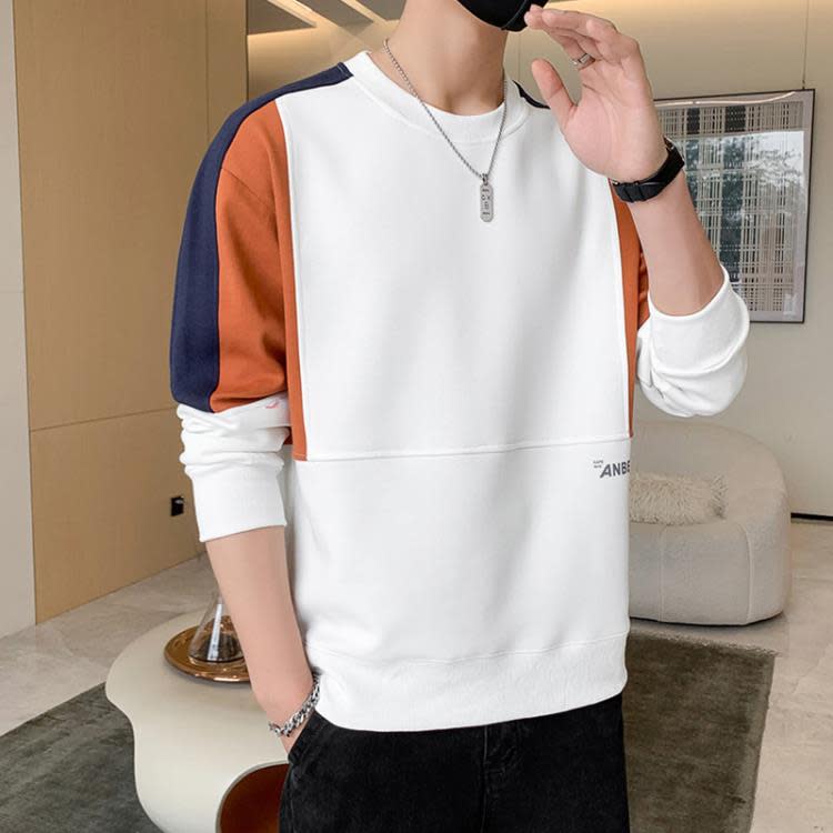 衛衣 潮牌圓領男士新款春季學生上衣打底衫男裝寬松運動休閒男-細節圖4