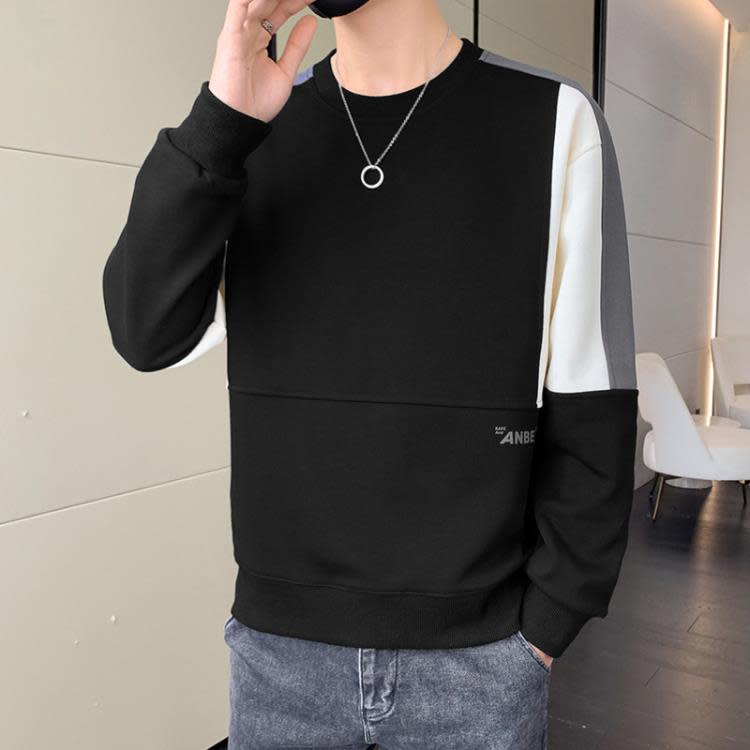 衛衣 潮牌圓領男士新款春季學生上衣打底衫男裝寬松運動休閒男-細節圖6