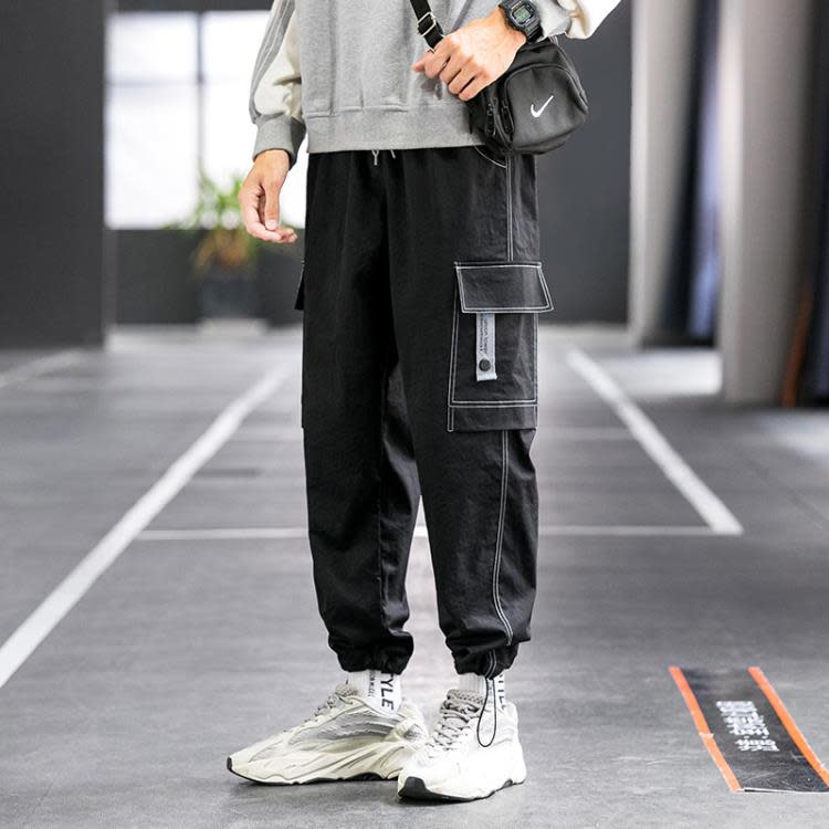長褲 工裝褲男潮牌春秋季新款束腳直筒寬松糾紛休閒運動男士褲子男-細節圖2