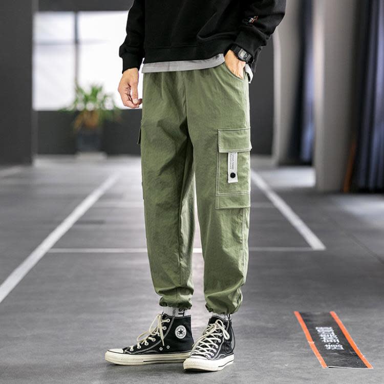 長褲 工裝褲男潮牌春秋季新款束腳直筒寬松糾紛休閒運動男士褲子男-細節圖4