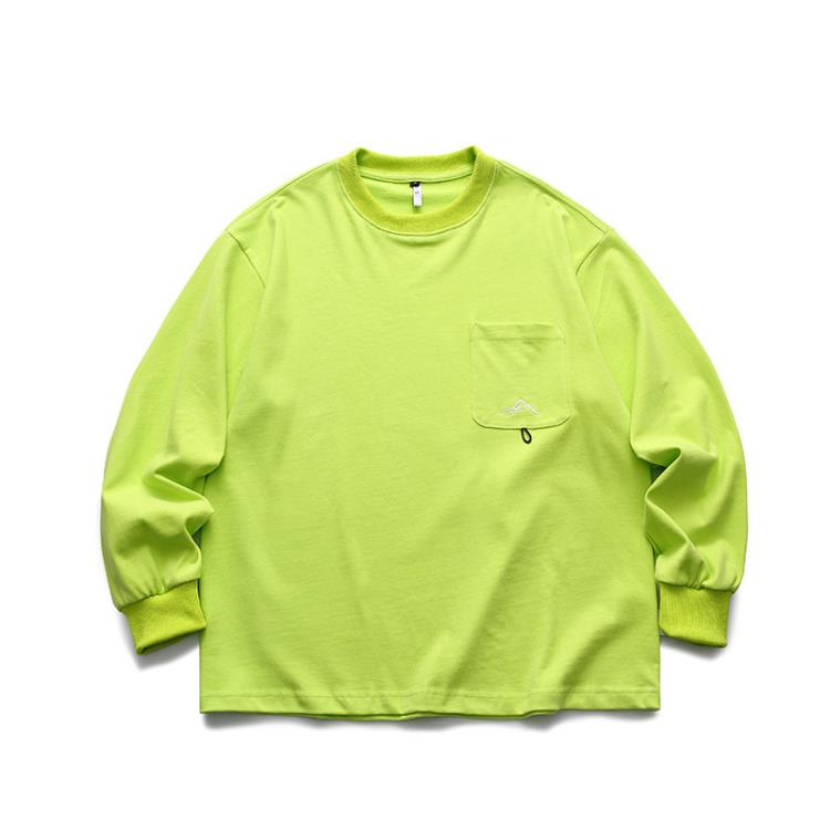 北界男裝 美式潮牌2023春季新款純色打底衫圓領衛衣男刺繡長袖T恤-細節圖7