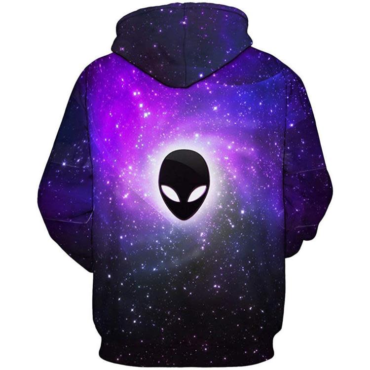2023男士秋裝外星人星空數碼3D印花衛衣連帽衫數碼印花休閒-細節圖2