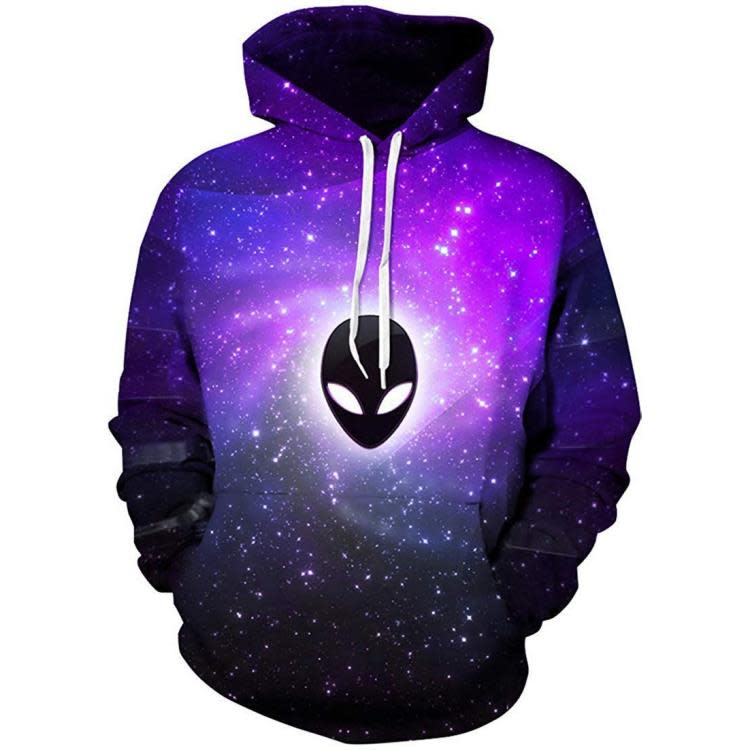 2023男士秋裝外星人星空數碼3D印花衛衣連帽衫數碼印花休閒-細節圖3