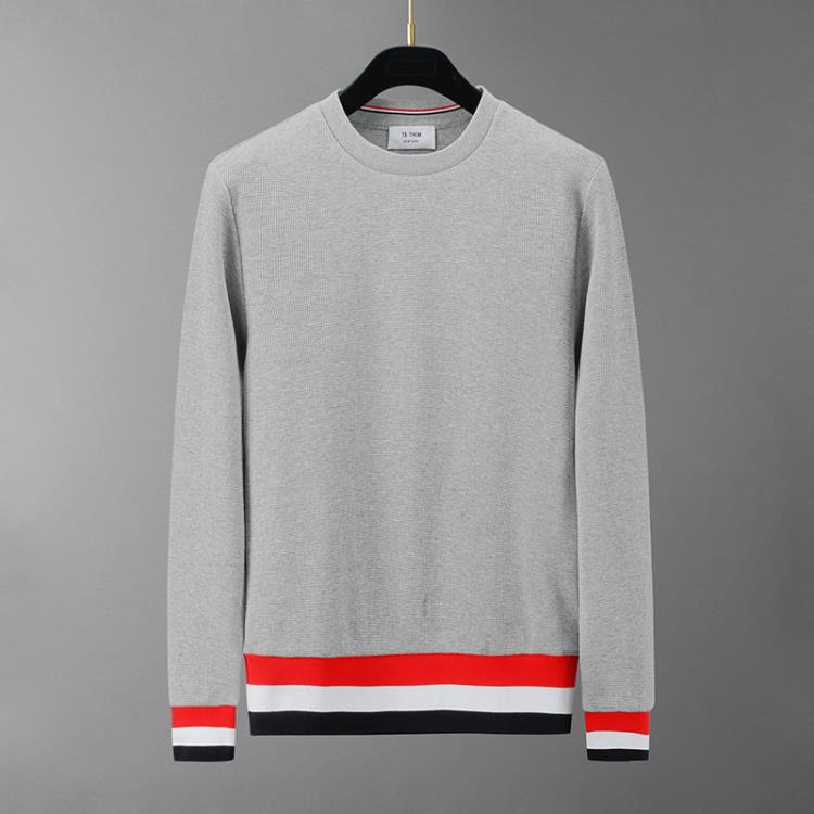 衛衣 春秋季新款華夫格TB圓領套頭 三色織帶撞色潮流休閒男女同款-細節圖2