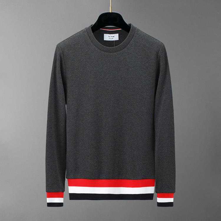 衛衣 春秋季新款華夫格TB圓領套頭 三色織帶撞色潮流休閒男女同款-細節圖3