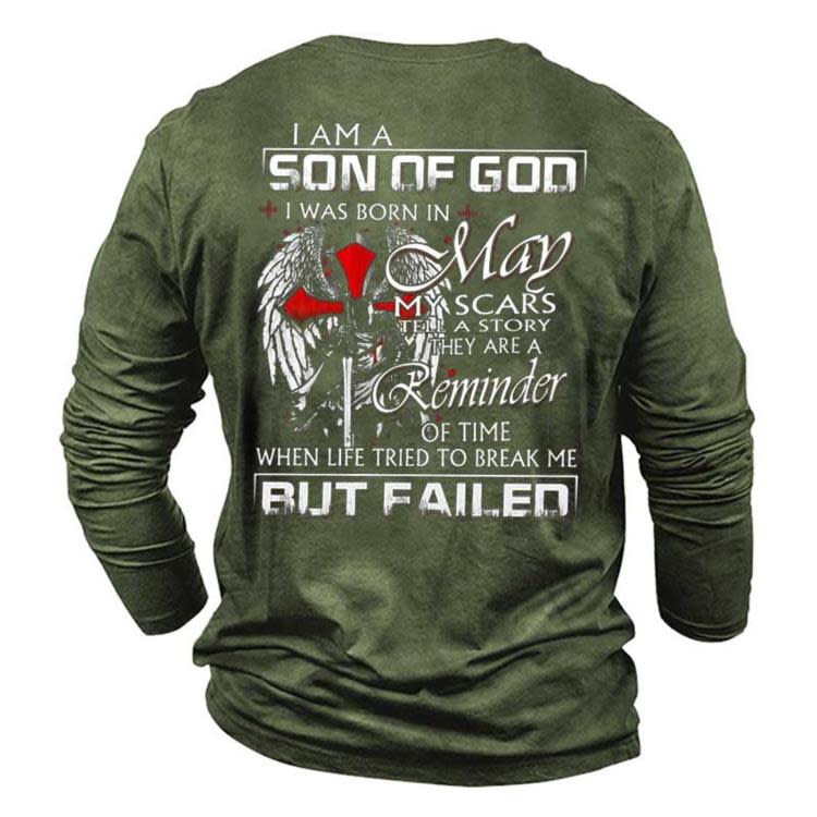 長袖T恤 歐美青年秋季新款休閒字母騎士印花ins純棉潮流寬松打底衫-細節圖2