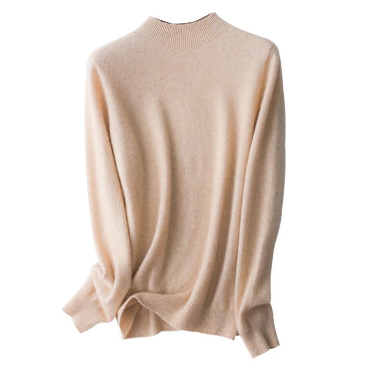 毛衣 100%純羊絨衫女半高領山羊絨衫秋冬新款一線成衣無縫針織打底-細節圖5