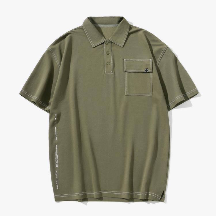 短袖polo衫 高級感男潮牌設計感小眾日系寬松加肥加大碼夏季保羅衫-細節圖6
