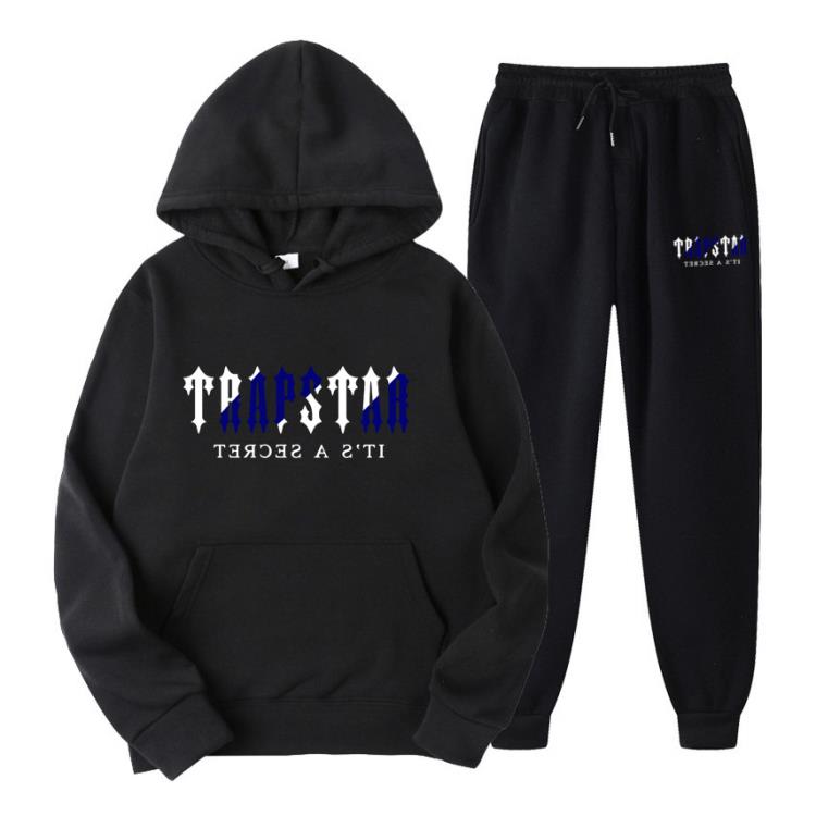時尚 TRAPSTAR字母印花男女款多色保暖二件套寬松連帽衫 褲子慢跑-細節圖2