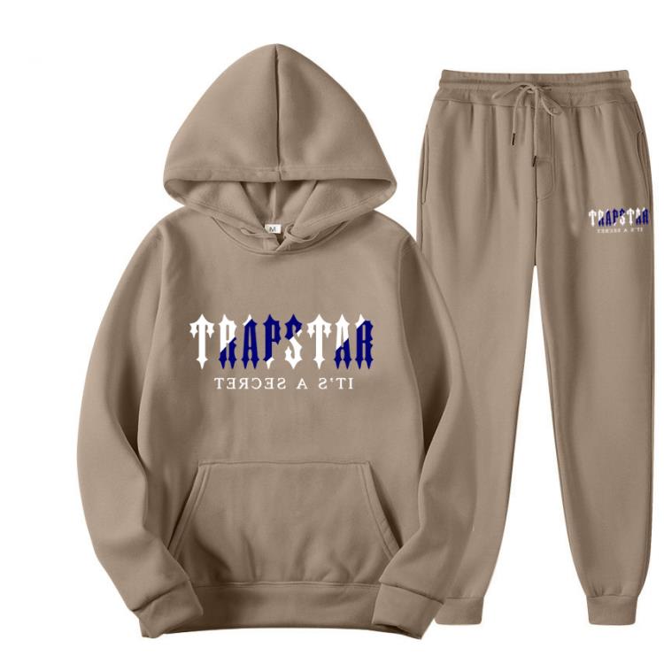 時尚 TRAPSTAR字母印花男女款多色保暖二件套寬松連帽衫 褲子慢跑-細節圖5