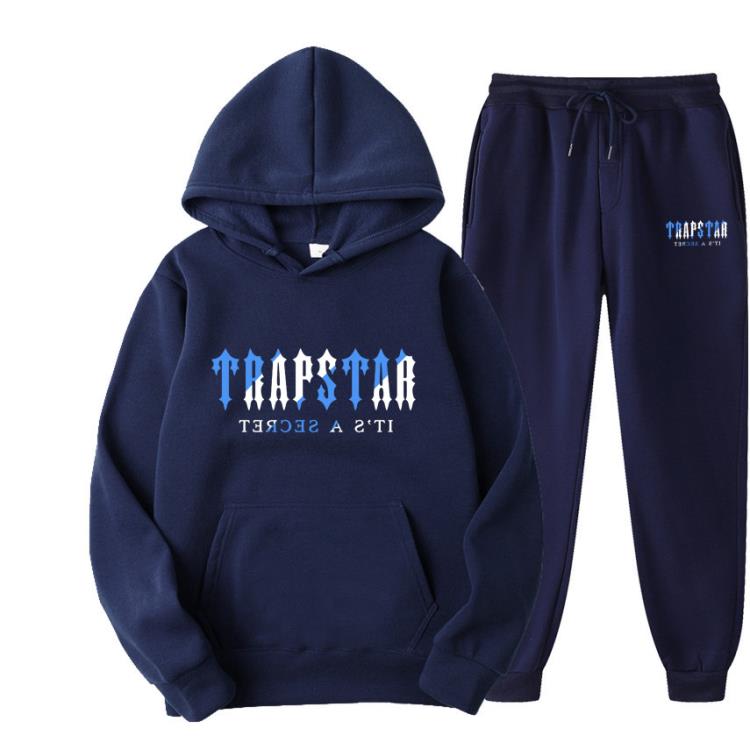 時尚 TRAPSTAR字母印花男女款多色保暖二件套寬松連帽衫 褲子慢跑-細節圖6