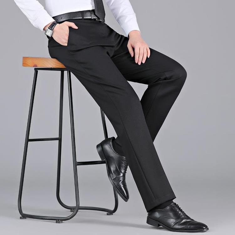 春秋季新款男士西褲寬松直筒修身西服西裝職業商務正裝休閒褲子男-細節圖3
