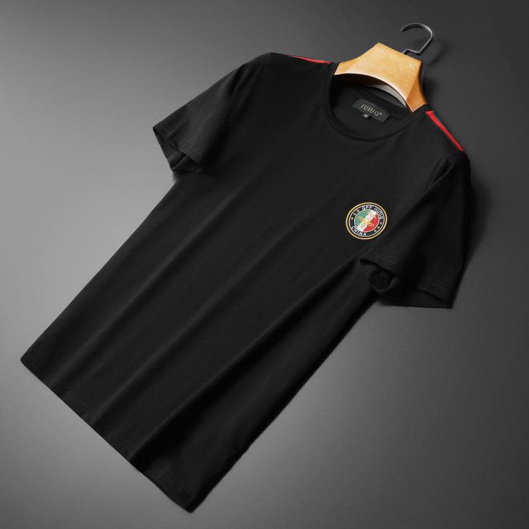 短袖T恤 2023歐洲站夏季新款潮流刺繡上衣男士圓領t恤冰絲莫代爾男-細節圖4