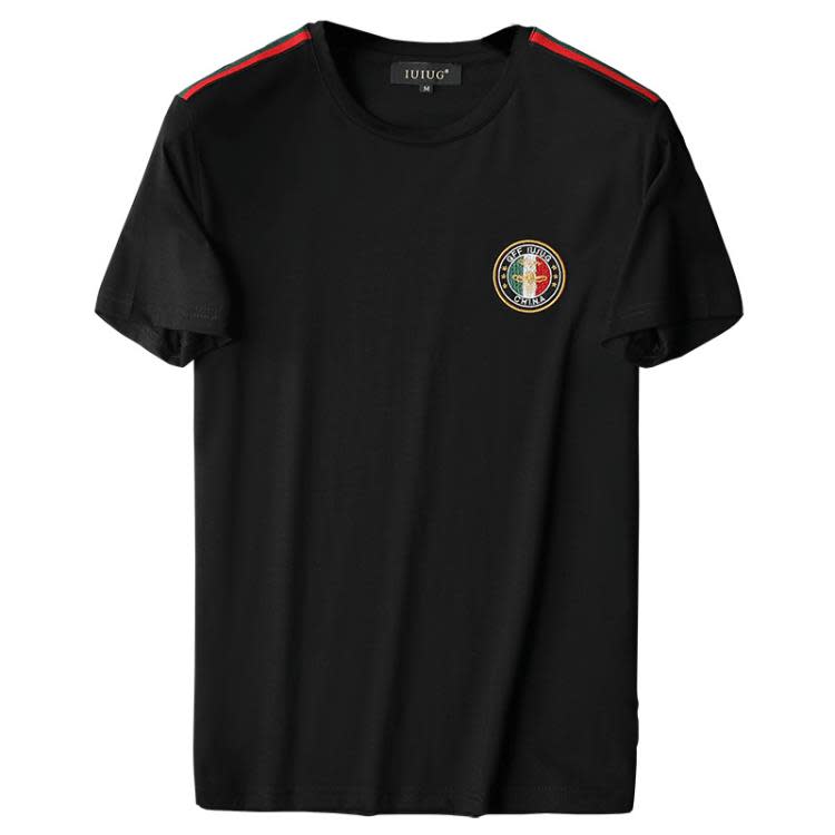 短袖T恤 2023歐洲站夏季新款潮流刺繡上衣男士圓領t恤冰絲莫代爾男-細節圖5