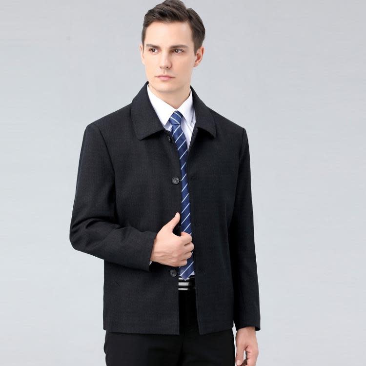 2023春秋新款中年男式夾克商務休閒羊毛料茄克衫爸爸裝百搭外套男-細節圖2