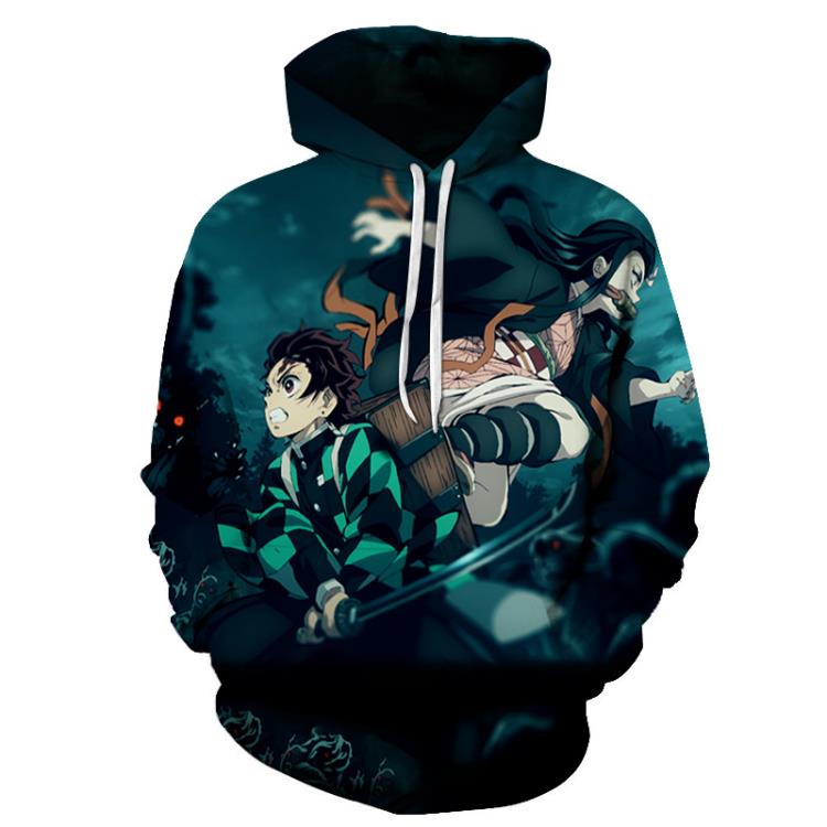 衛衣 2023春季新款鬼滅之刃3D印花時尚動漫少年潮牌連帽現貨供應-細節圖2