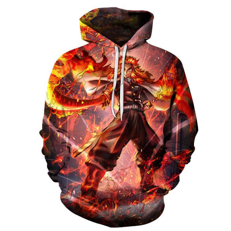 衛衣 2023春季新款鬼滅之刃3D印花時尚動漫少年潮牌連帽現貨供應-細節圖3