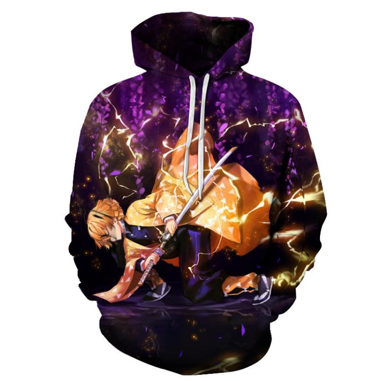 衛衣 2023春季新款鬼滅之刃3D印花時尚動漫少年潮牌連帽現貨供應-細節圖4