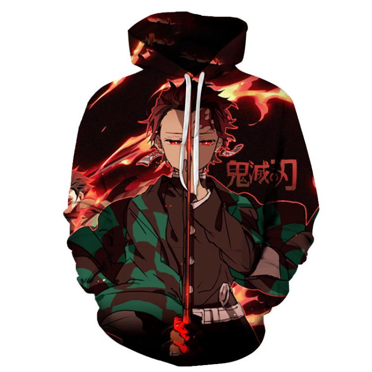 衛衣 2023春季新款鬼滅之刃3D印花時尚動漫少年潮牌連帽現貨供應-細節圖5