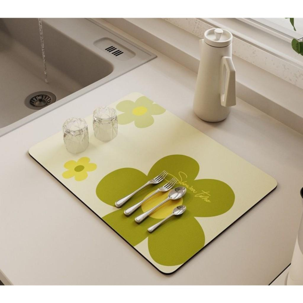 北歐風 小花圖案吸水墊 廚房吸水墊 餐具瀝水墊  桌墊 花色隨機 安妮小舖-細節圖2