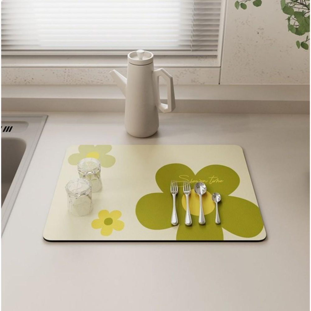 北歐風 小花圖案吸水墊 廚房吸水墊 餐具瀝水墊  桌墊 花色隨機 安妮小舖-細節圖4