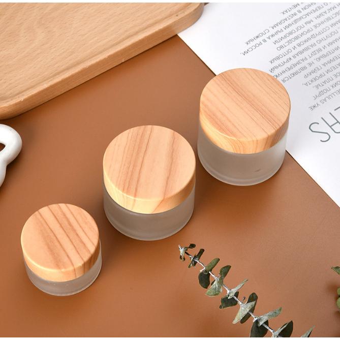 仿木紋面霜分罐 面霜分裝罐 分裝瓶 玻璃膏霜罐 膏霜盒 旅行分裝罐  乳霜瓶 安妮小舖-細節圖2