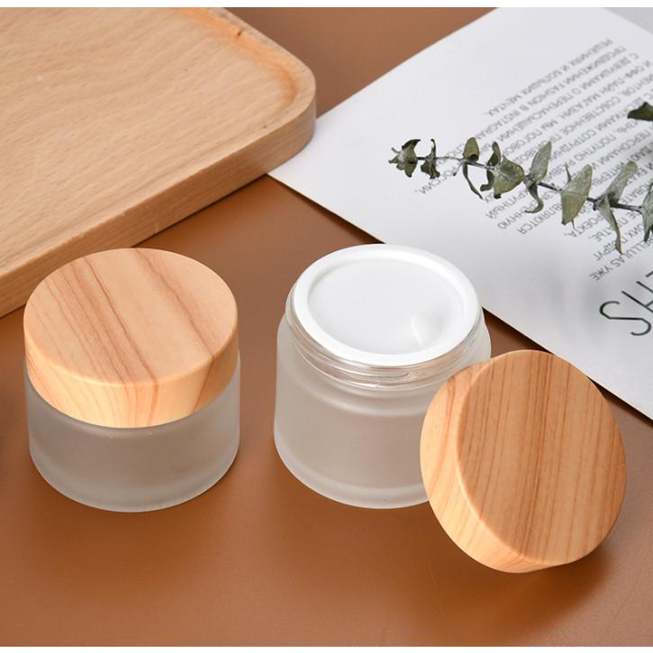 仿木紋面霜分罐 面霜分裝罐 分裝瓶 玻璃膏霜罐 膏霜盒 旅行分裝罐  乳霜瓶 安妮小舖-細節圖3
