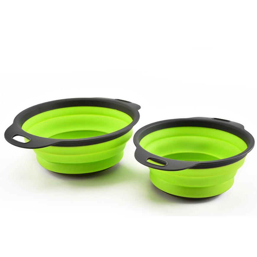 矽膠圓形折疊瀝水籃(顏色隨機)洗菜籃 瀝水籃 水果籃 瀝水架 安妮小舖-細節圖2