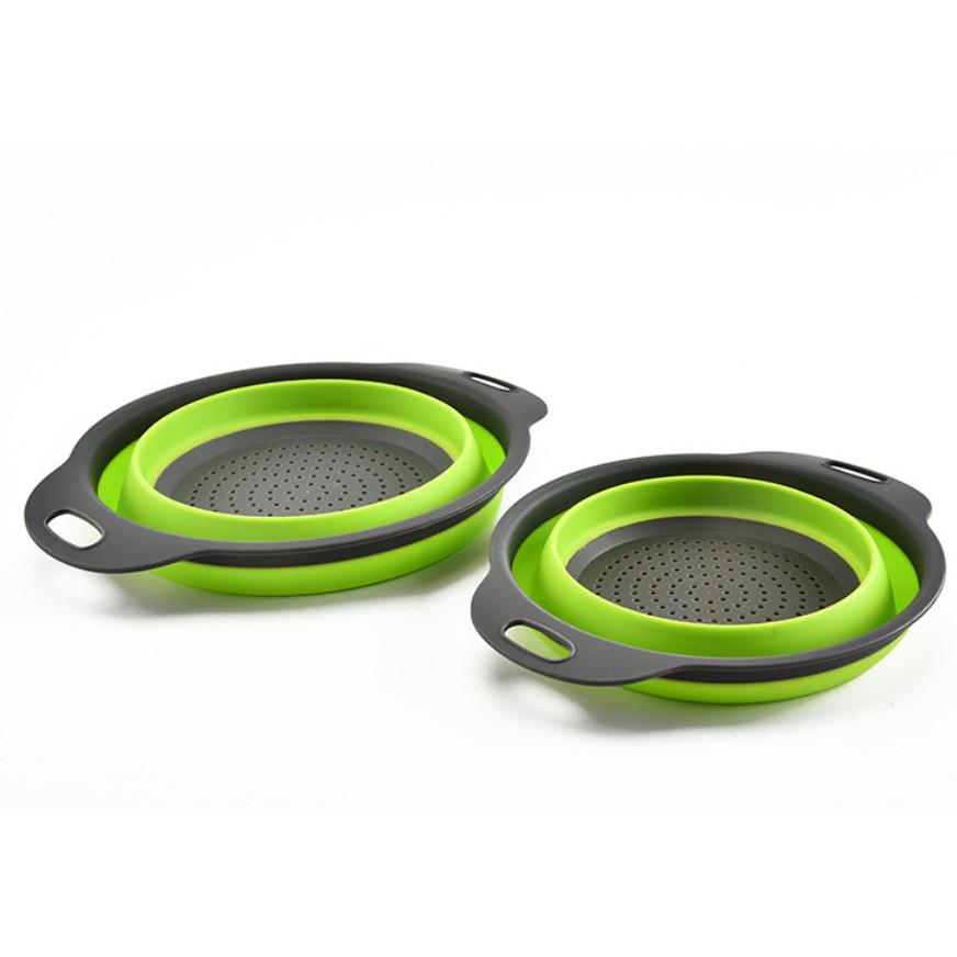 矽膠圓形折疊瀝水籃(顏色隨機)洗菜籃 瀝水籃 水果籃 瀝水架 安妮小舖-細節圖3