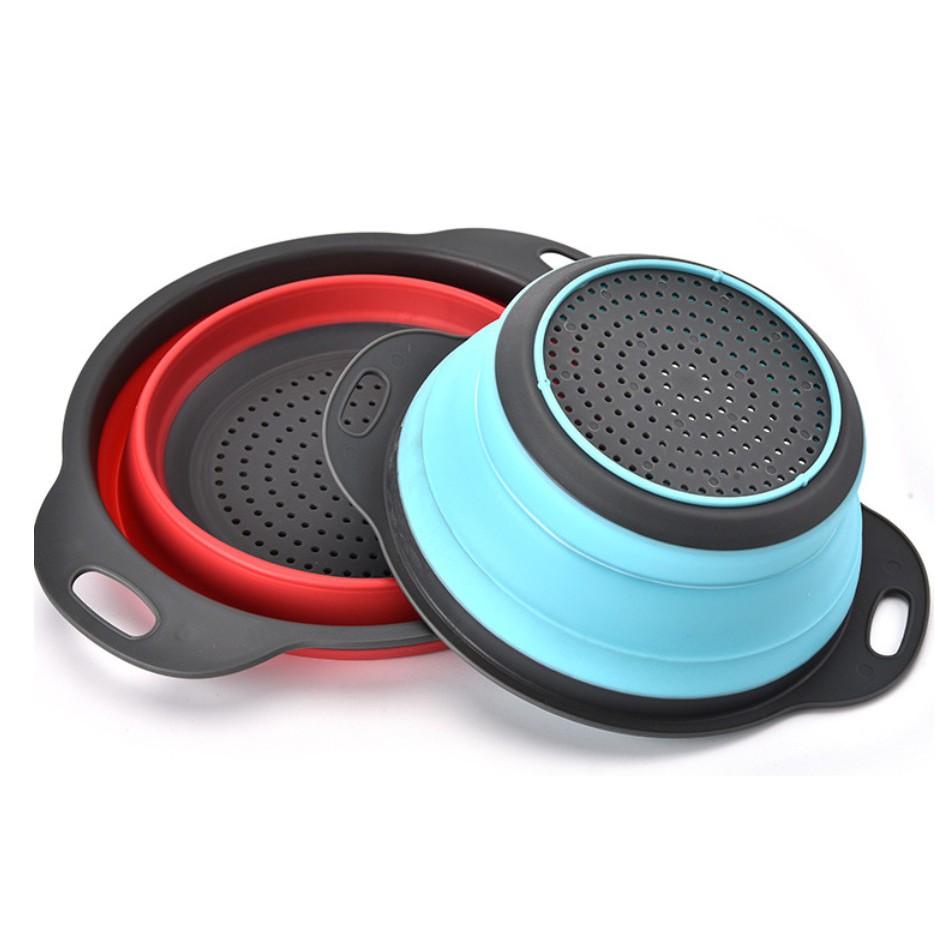 矽膠圓形折疊瀝水籃(顏色隨機)洗菜籃 瀝水籃 水果籃 瀝水架 安妮小舖-細節圖5