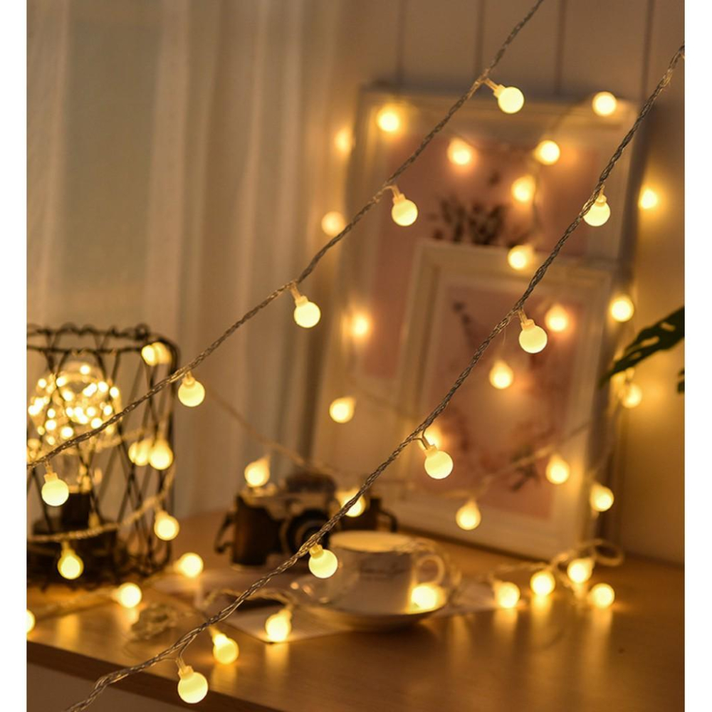 露營氣氛燈 網拍造型燈 LED圓球燈串 珍珠燈直播背景燈 房間布置 電池款 安妮小舖-細節圖2