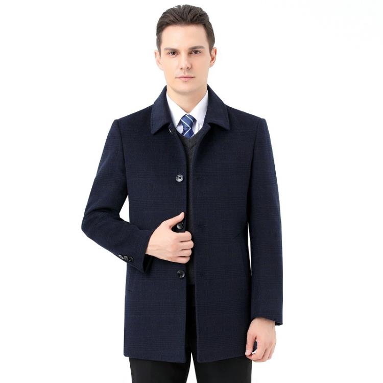 商場同款冬季雙面羊絨大衣男中年翻領加厚中長款羊毛呢夾克外套男-細節圖6