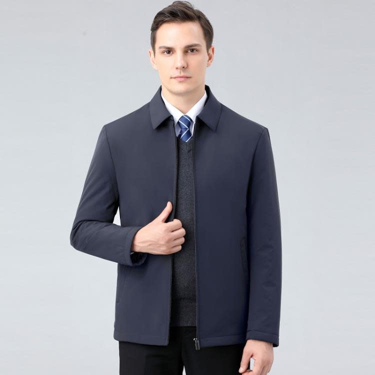 品牌新款輕薄羽絨服男秋冬季中年爸爸裝短款商務休閒夾克男士外套-細節圖2