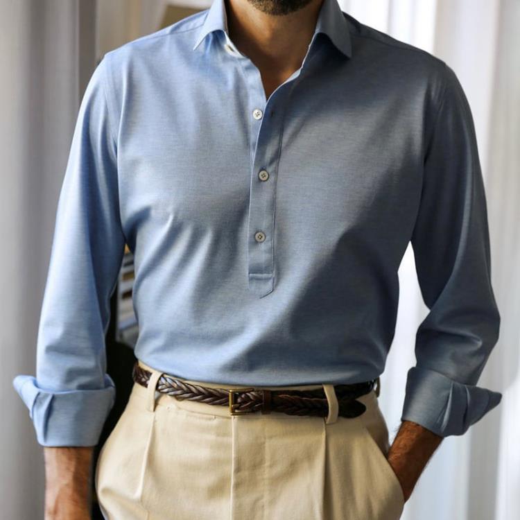 襯衫 2023歐美夏季新款休閒男士Polo翻領開衫上衣-細節圖2