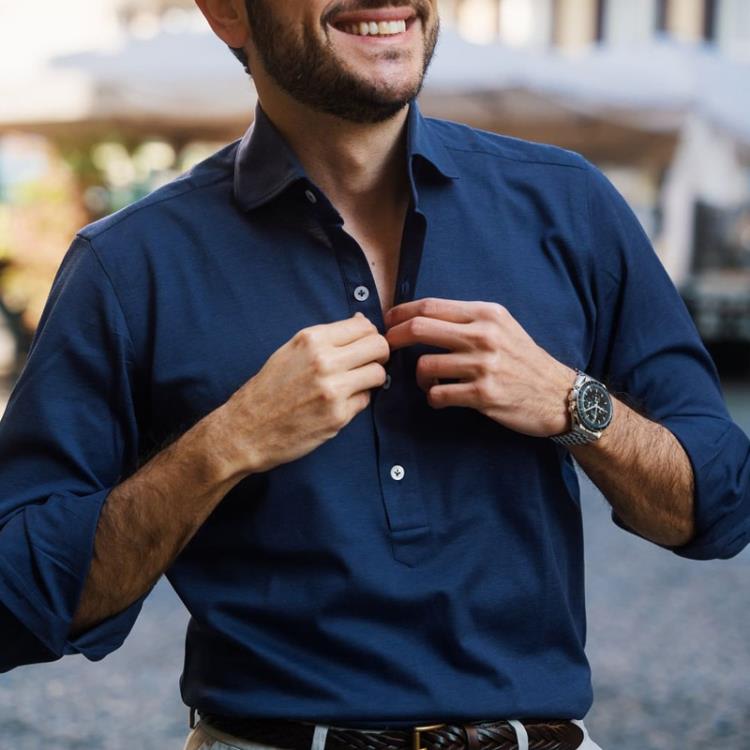 襯衫 2023歐美夏季新款休閒男士Polo翻領開衫上衣-細節圖3