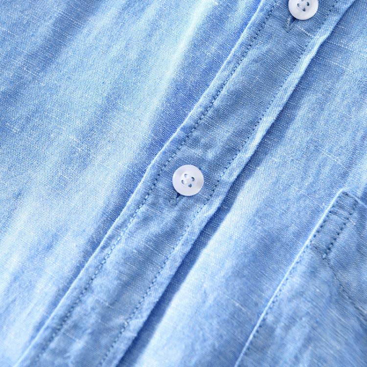 723 729日系簡約型純色寸衣男士休閒棉麻寬松長袖襯衫男 一件代髮-細節圖2