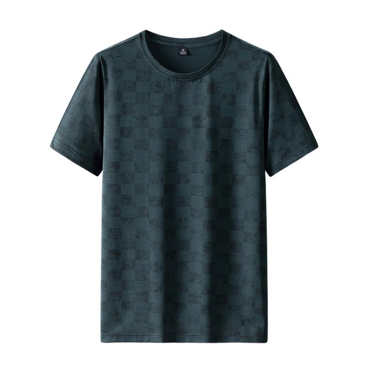 短袖T恤 冰絲男士夏季t恤莫代爾冰感薄款體恤白色印花速干半袖上衣服-細節圖2