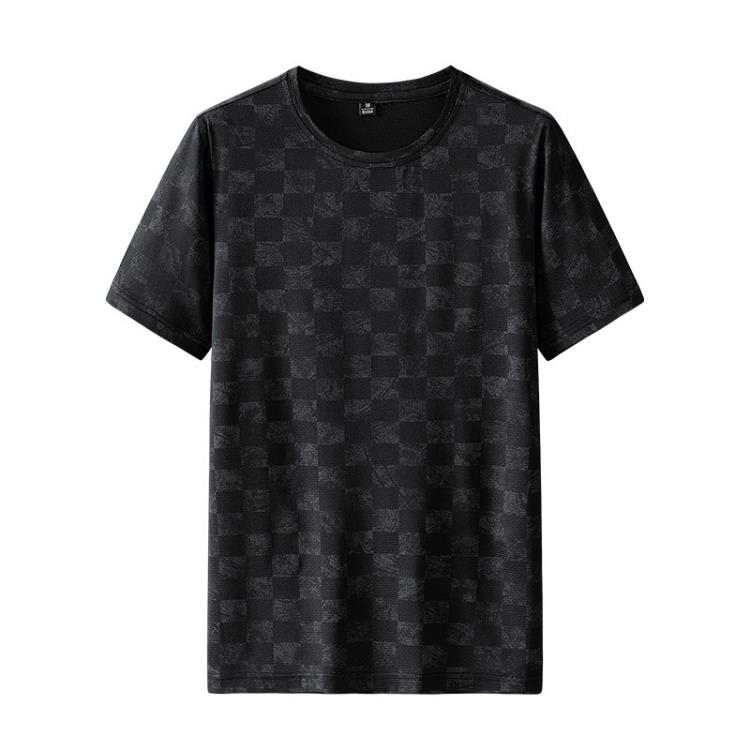 短袖T恤 冰絲男士夏季t恤莫代爾冰感薄款體恤白色印花速干半袖上衣服-細節圖7